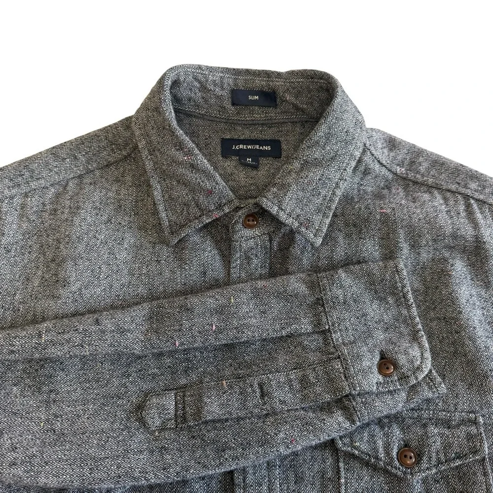 J. Crew Jeans J6129 Wool Blend Grey Button Up Men‎ Long Sleeve Shirt Sz M #467